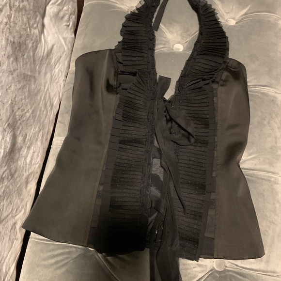 BCBG - Size XS, Black Pleated Chiffon and Satin Corset. - Picture 2 of 3